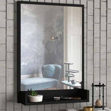 Costa Μegapap melamine mirror in black color 45x12x75cm.