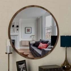 Glob Μegapap melamine mirror in walnut color 59x2x59cm. Glob Μegapap melamine mirror in walnut color 59x2x59cm.