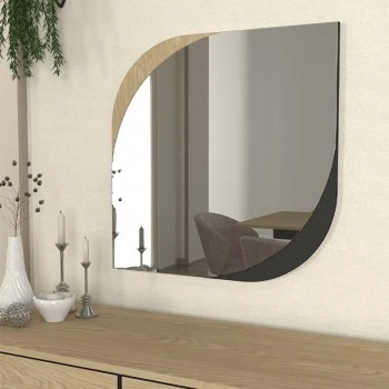 Lava Megapap melamine mirror in rota oak - anthracite color 70x2.2x70cm.