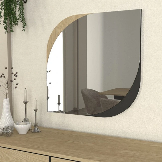 Lava Megapap melamine mirror in rota oak - anthracite color 70x2.2x70cm.