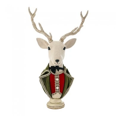 GREEN DEER BUST STATUE 44X25X70CM