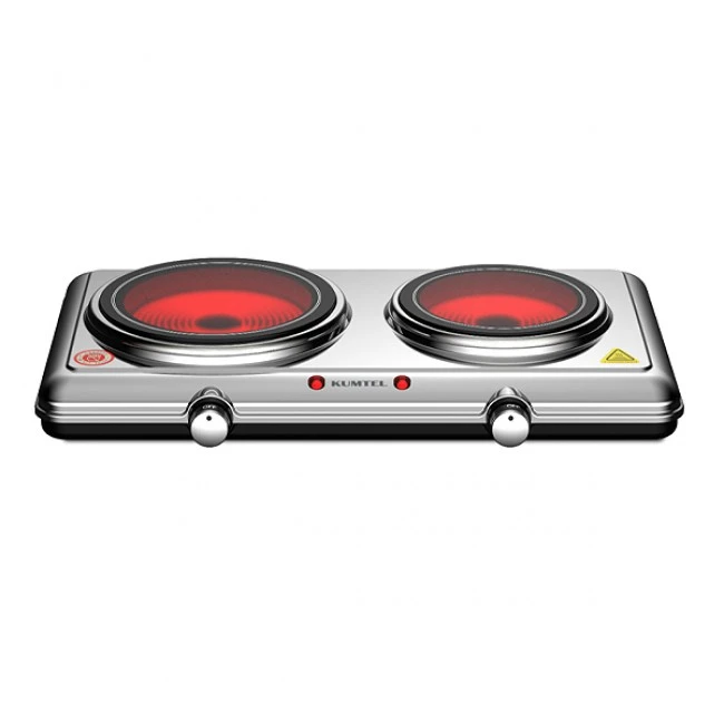 Double ceramic cooktop KUMTEL HCD-1002 silver color 2100W