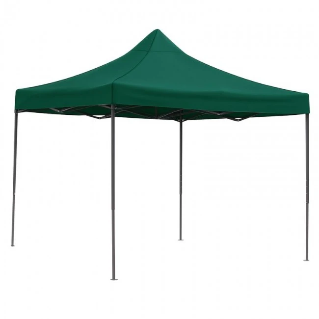 Kiosk with metal frame and waterproof fabric in green color 3x3m