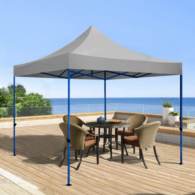 Kiosk with metal frame and waterproof fabric in grey color 3x3m