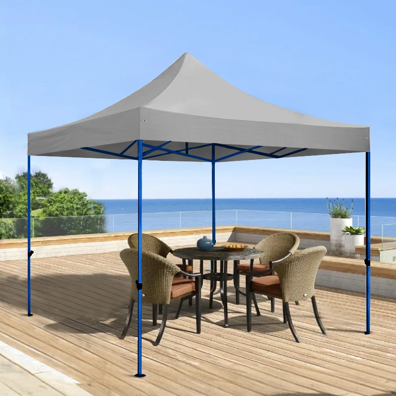 Kiosk with metal frame and waterproof fabric in grey color 3x3m