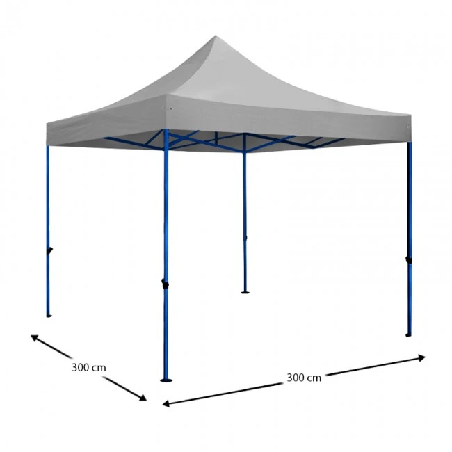Kiosk with metal frame and waterproof fabric in grey color 3x3m