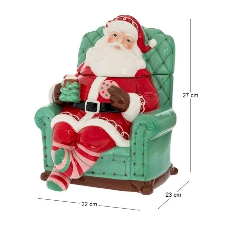 RED GREEN RESIN SANTA ON SOFA 21Χ23Χ26.5CM