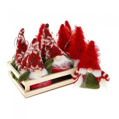 SET 12 RED TEXTILE SMALL GNOME 22X13CM