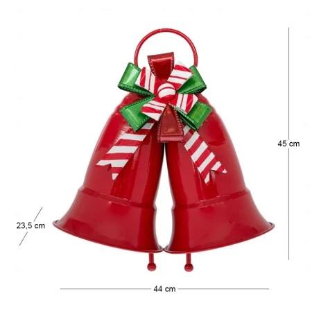 XMAS RED HANGING METAL BELLS 44X23,5X45CM