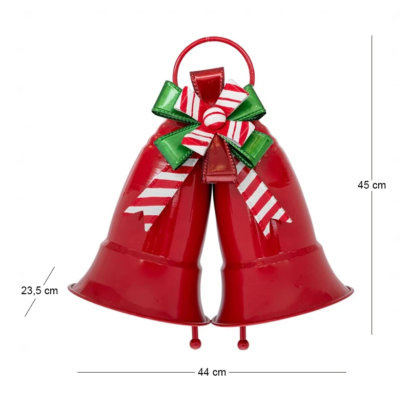 XMAS RED HANGING METAL BELLS 44X23,5X45CM