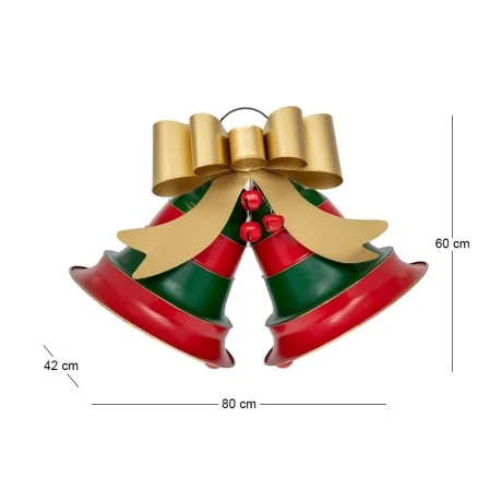 XMAS HANGING METAL BELLS 80X42X60CM