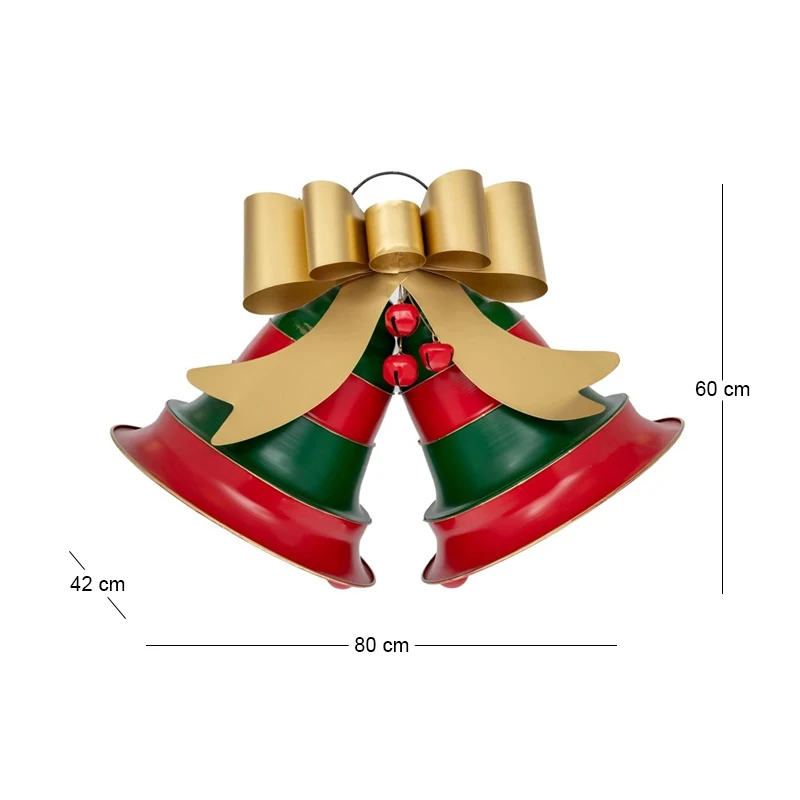 XMAS HANGING METAL BELLS 80X42X60CM