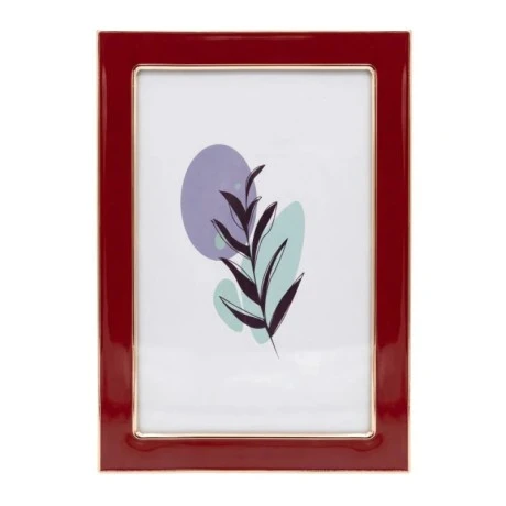 RED WITH GOLD COVER METAL PHOTO FRAME WITH LIQUID GLASS EFFECT 17X12CM