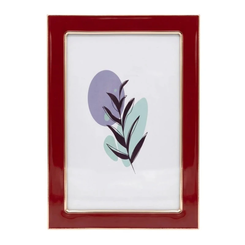 RED WITH GOLD COVER METAL PHOTO FRAME WITH LIQUID GLASS EFFECT 17X12CM