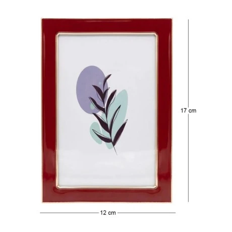RED WITH GOLD COVER METAL PHOTO FRAME WITH LIQUID GLASS EFFECT 17X12CM