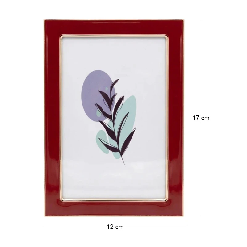 RED WITH GOLD COVER METAL PHOTO FRAME WITH LIQUID GLASS EFFECT 17X12CM