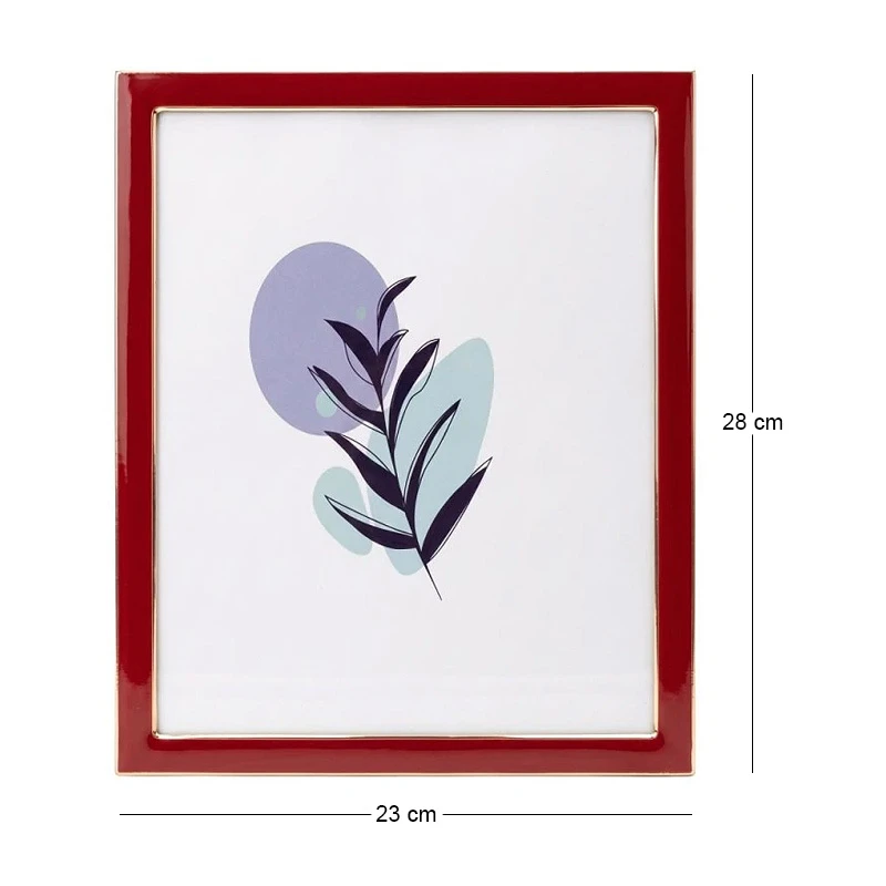 RED WITH GOLD COVER METAL PHOTO FRAME WITH LIQUID GLASS EFFECT 28X23CM
