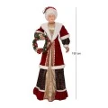 XMAS MRS SANTA IN RED GOLD COLOR HOLDING A WREATH 150CM