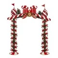 RED WITH WHITE STRIPES CHRISTMAS SQUARE ARCH WITH BOW AND BELLS 242X53X270CM