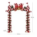 RED WITH WHITE STRIPES CHRISTMAS SQUARE ARCH WITH BOW AND BELLS 242X53X270CM