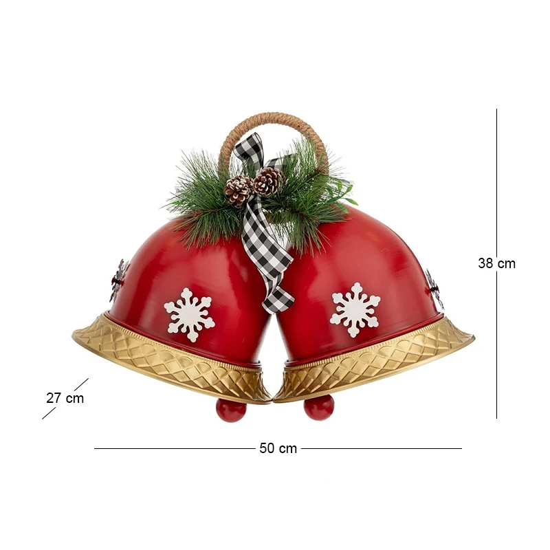 RED METAL BELLS 50X27X38CM