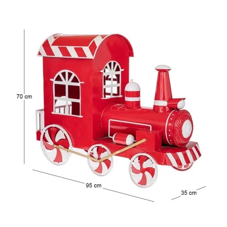 XMAS RED METAL TRAIN ENGINE 95X35X70CM