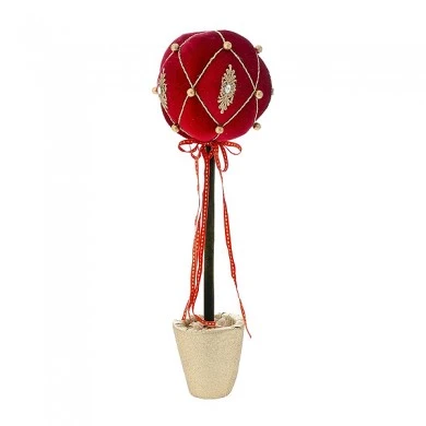 RED TABLE TOP BALL IN POT 22X22X68CM