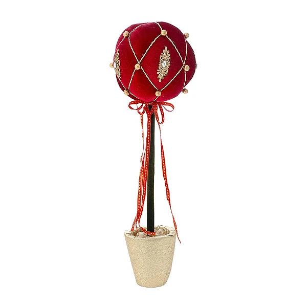 RED TABLE TOP BALL IN POT 22X22X68CM
