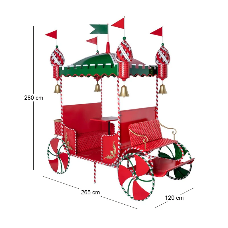RED GREEN METAL CARRIAGE 265X120X280CM