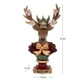 XMAS RED RESIN DEER HEAD BUST WITH FLOWERS ON HORNS 18X12X34CM
