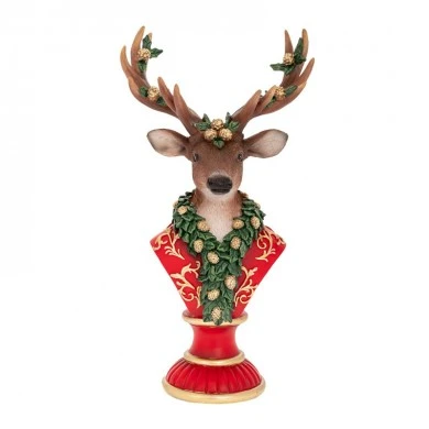XMAS RED RESIN DEER HEAD BUST 21,5X13X39,5CM