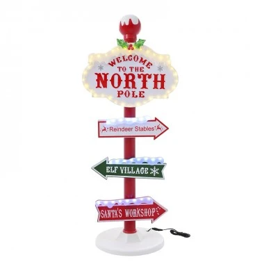 CHRISTMAS NORTH POLE SIGN ANIMATED WITH LIGHTS 30Χ30Χ95CM