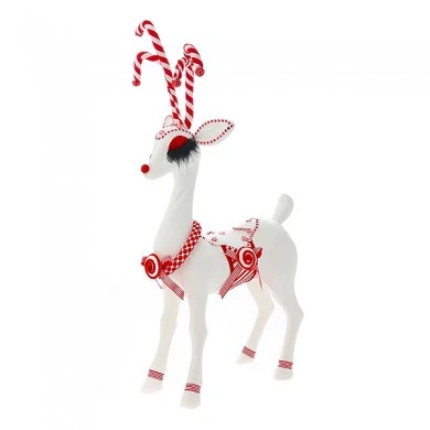 WHITE DEER WITH SUGAR CANE HORNS 41X24X70CM