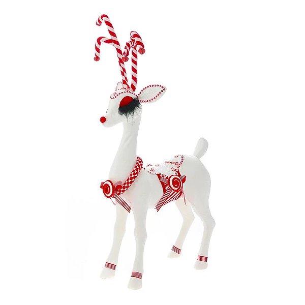 WHITE DEER WITH SUGAR CANE HORNS 41X24X70CM