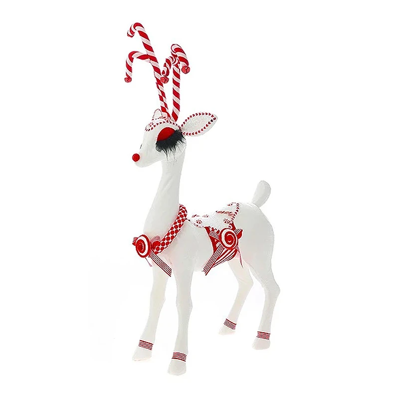 WHITE DEER WITH SUGAR CANE HORNS 41X24X70CM