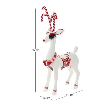 WHITE DEER WITH SUGAR CANE HORNS 41X24X70CM