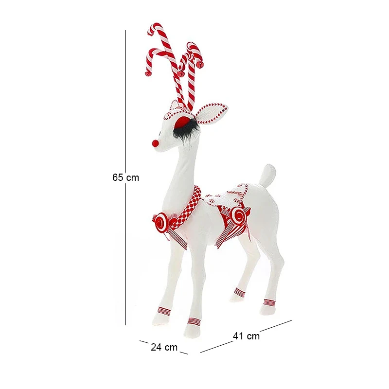 WHITE DEER WITH SUGAR CANE HORNS 41X24X70CM