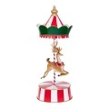 XMAS RED-WHITE METAL CAROUSEL WITH REINDEER 35X35X86,5CM