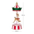 XMAS RED-WHITE METAL CAROUSEL WITH REINDEER 35X35X86,5CM