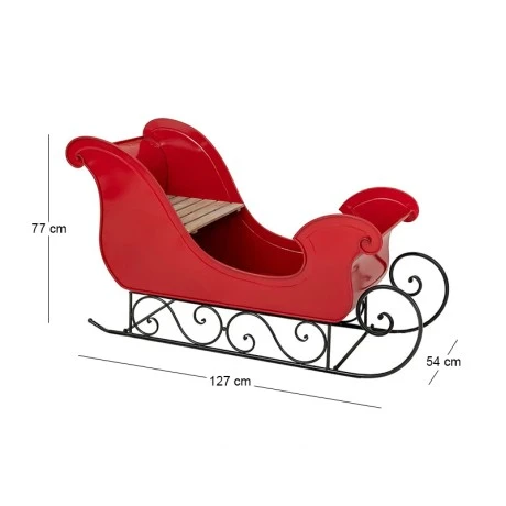 RED METAL CHRISTMAS SLEIGHT 127X54X77CM