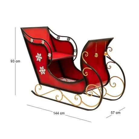 RED METAL CHRISTMAS SLEIGHT 144Χ57Χ93CM
