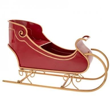 RED METAL SLEIGHT 52X22X32CM