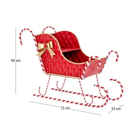 XMAS RED METAL SLEIGH 72X33X50CM