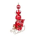 XMAS RED METAL SLEIGH FILLED WITH RED METAL BELLS 85X53X170CM
