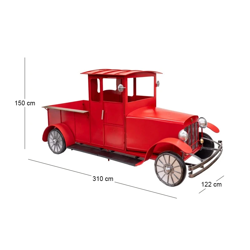 XMAS RED METAL TRUCK 310X122X150CM
