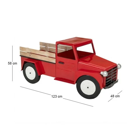RED METAL CHRISTMAS TRUCK 123X48X58CM