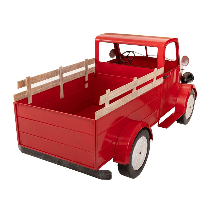 RED METAL CHRISTMAS TRUCK 246X104X112CM