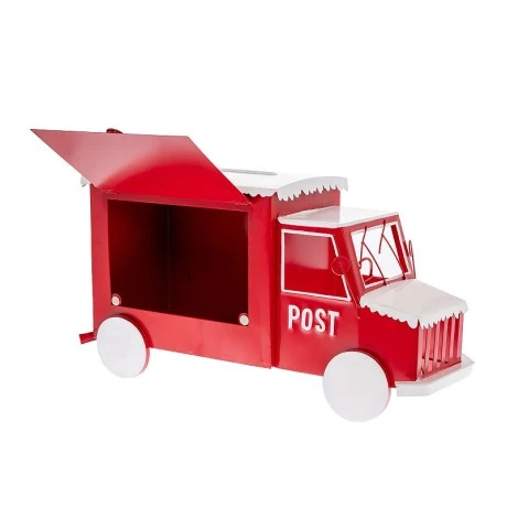 XMAS RED METAL TRUCK MAILBOX 72X28X40CM