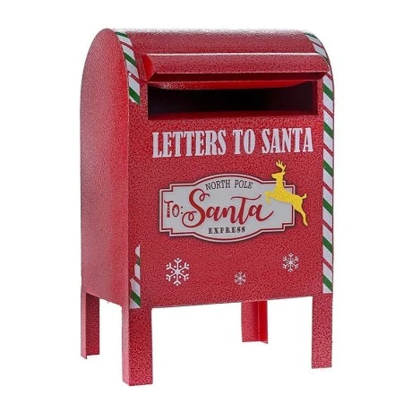XMAS RED METAL MAILBOX 20X19Χ34CM