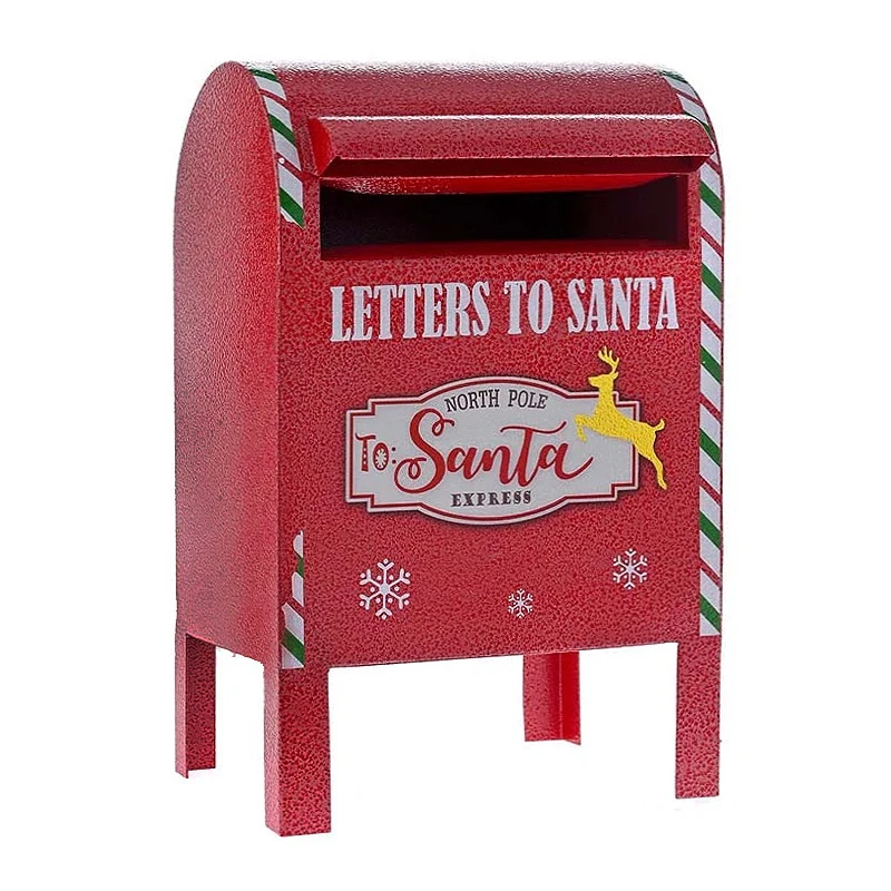 XMAS RED METAL MAILBOX 20X19Χ34CM